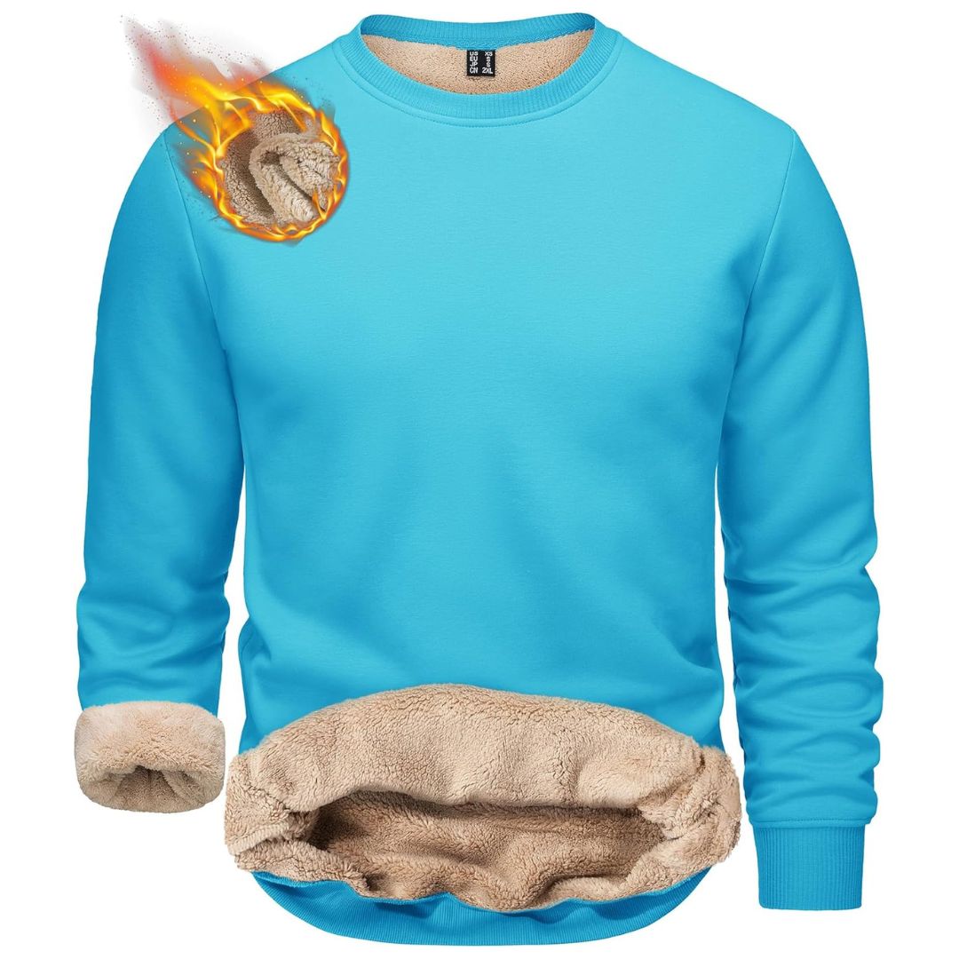 Men's Sherpa Lined Sweatshirt Warm Heavyweight Fleece Pullover