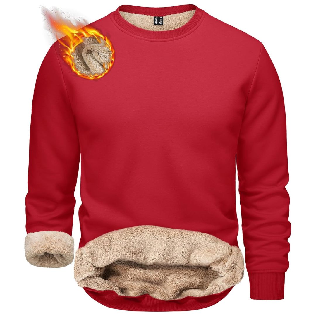 Men's Sherpa Lined Sweatshirt Warm Heavyweight Fleece Pullover