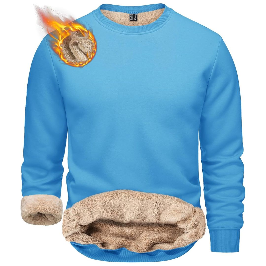 Men's Sherpa Lined Sweatshirt Warm Heavyweight Fleece Pullover
