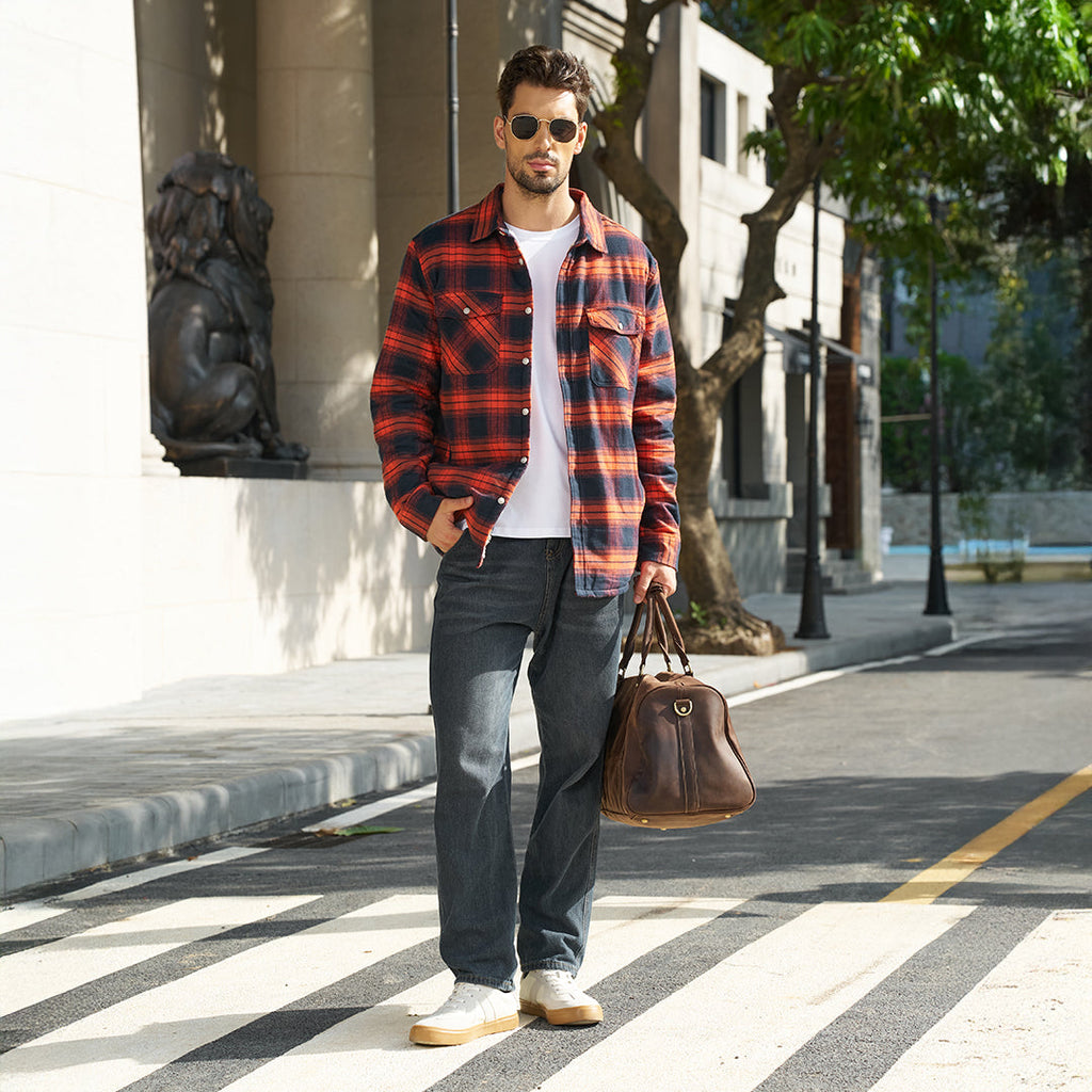 Men's Heavyweight Casual Fleece Lined Flannel Work Jacket
