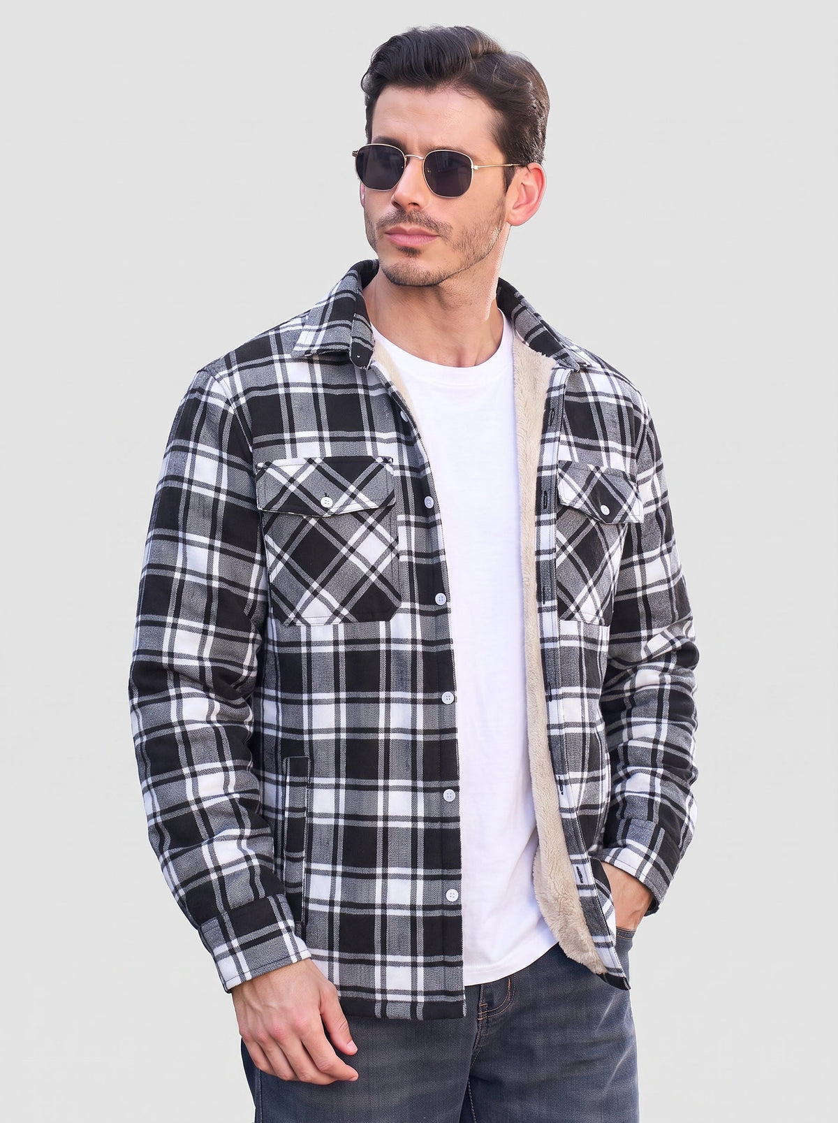 Men's Heavyweight Casual Fleece Lined Flannel Work Jacket