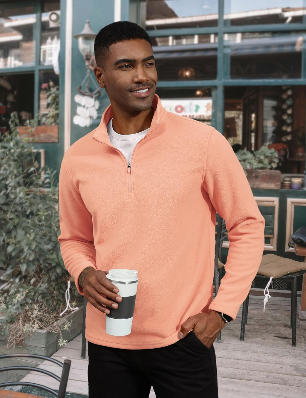 Men's Pullover Workout Fleece 1/4 Zip Uncw Vintage Sweatshirts