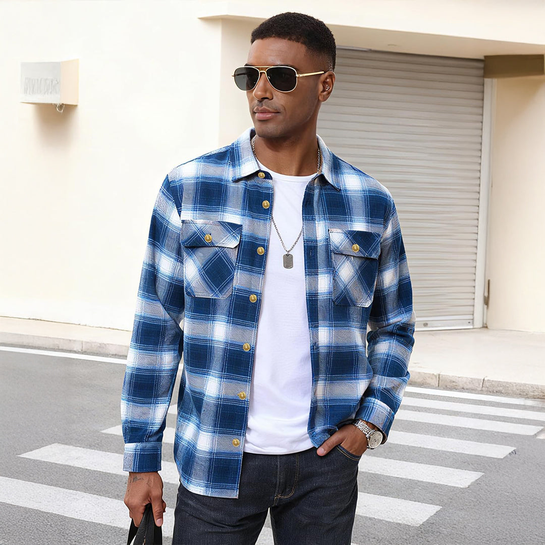 Men's Breathable Retro Casual Plaid Cotton Flannel Jacket