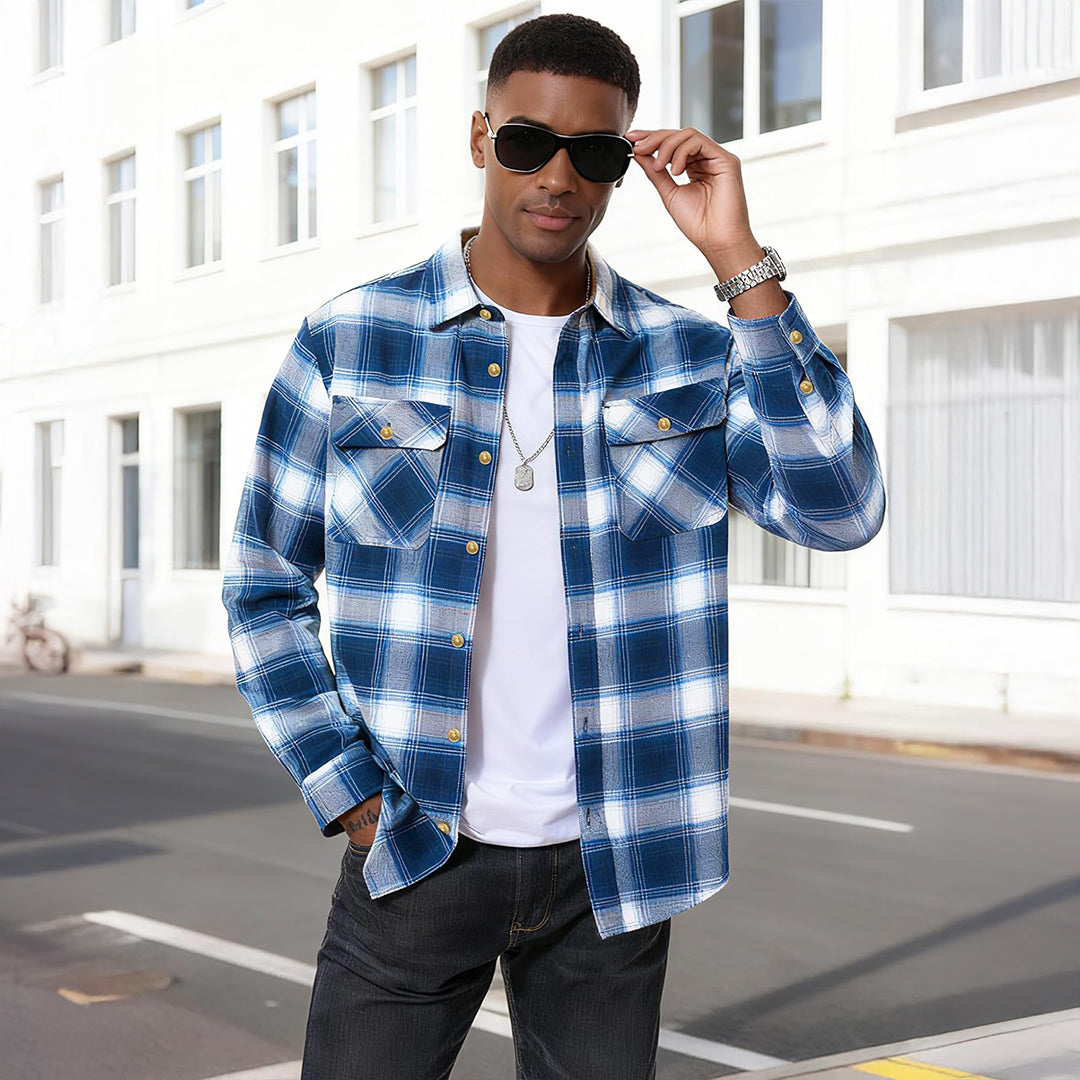 Men's Breathable Retro Casual Plaid Cotton Flannel Jacket