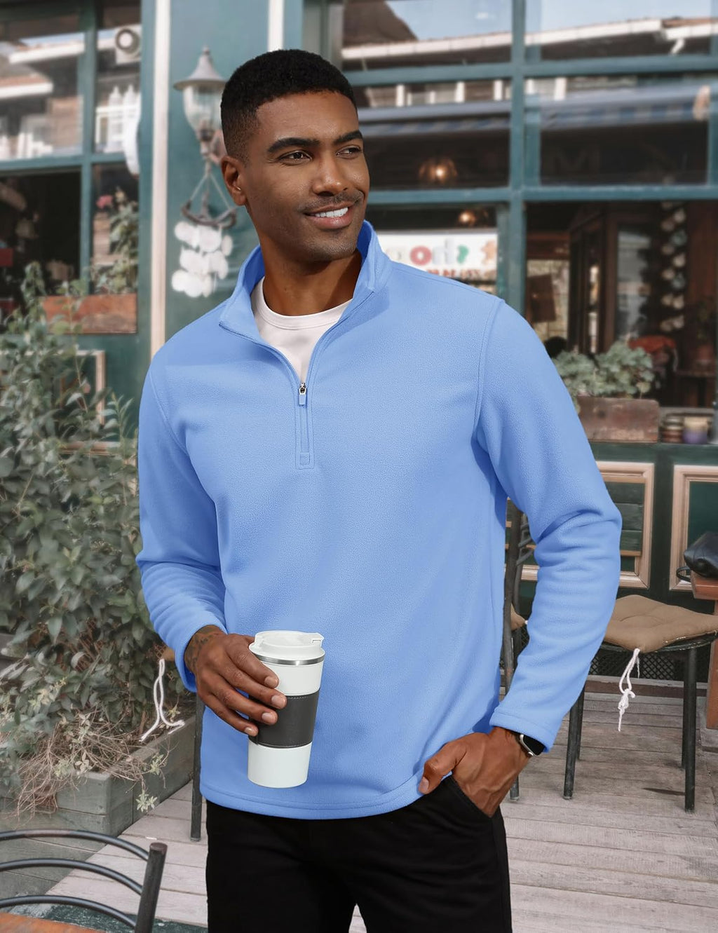 Men's Pullover Workout Fleece 1/4 Zip Uncw Vintage Sweatshirts