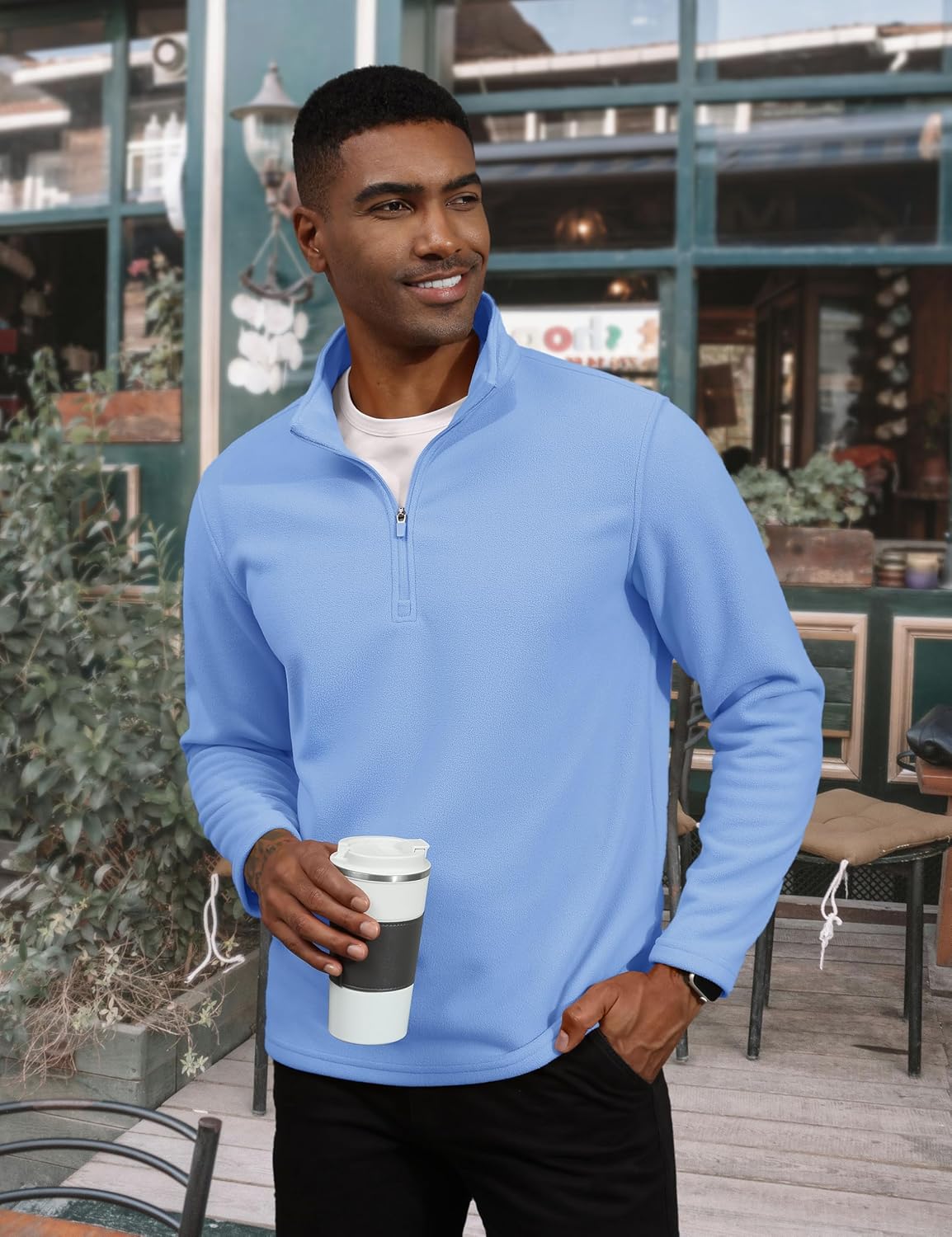 Men's Pullover Workout Fleece 1/4 Zip Uncw Vintage Sweatshirts