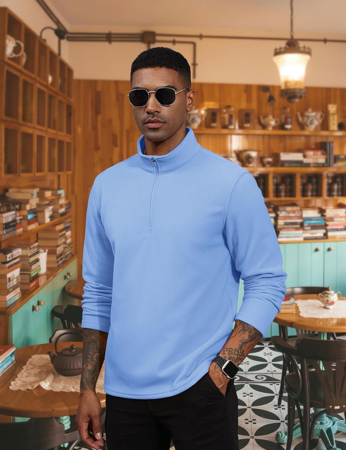 Men's Pullover Workout Fleece 1/4 Zip Uncw Vintage Sweatshirts