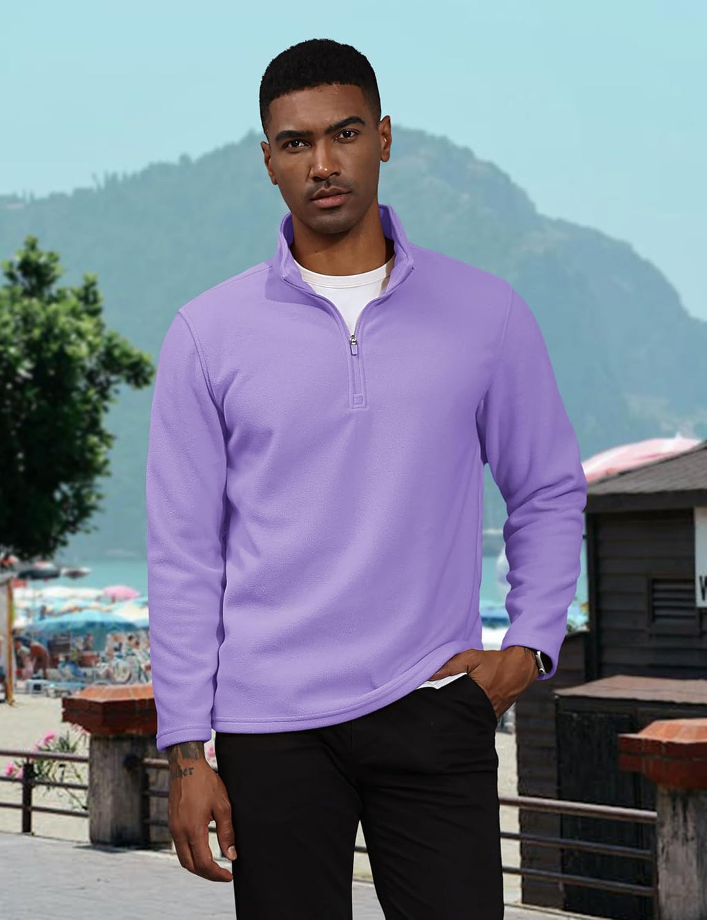 Men's Pullover Workout Fleece 1/4 Zip Uncw Vintage Sweatshirts