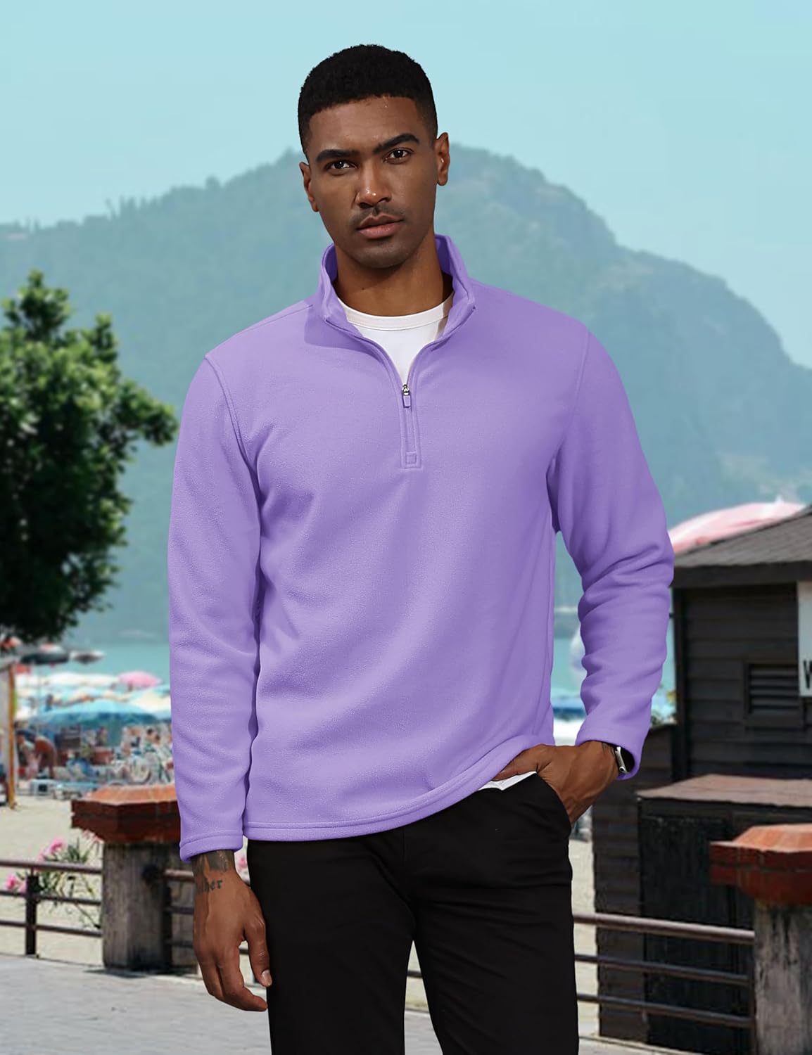 Men's Pullover Workout Fleece 1/4 Zip Uncw Vintage Sweatshirts