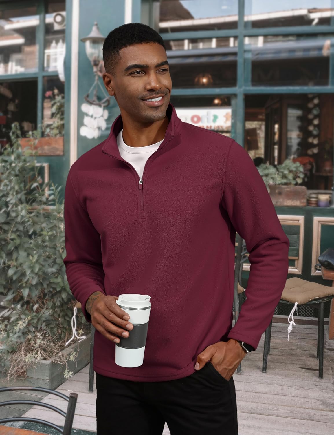 Men's Pullover Workout Fleece 1/4 Zip Uncw Vintage Sweatshirts
