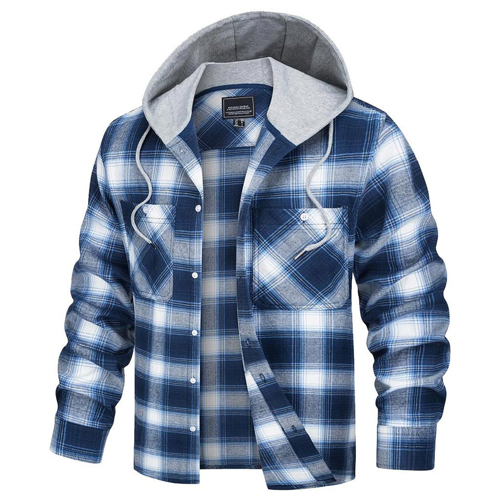 Men's Buffalo Plaid Hooded Casual Shirt Jacket