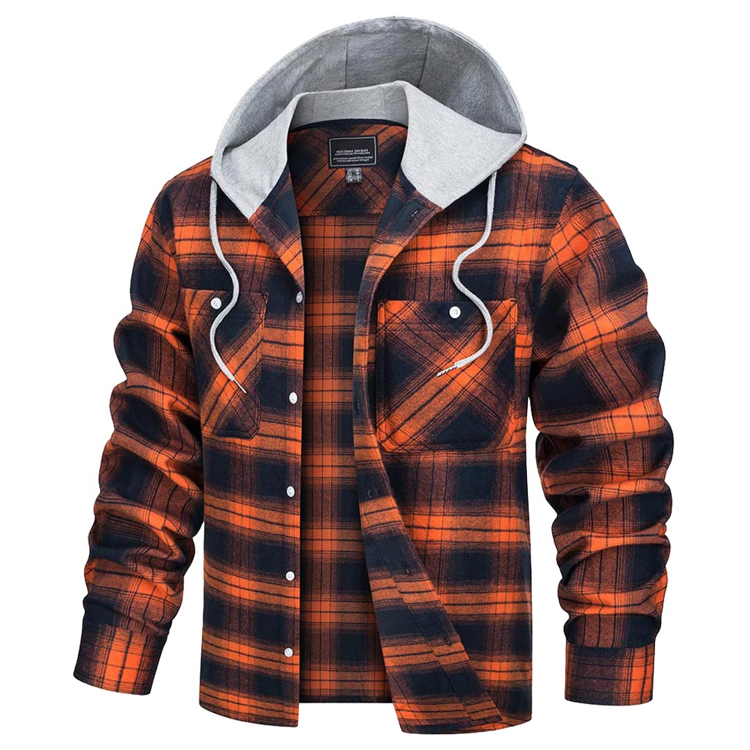 Men's Buffalo Plaid Hooded Casual Shirt Jacket