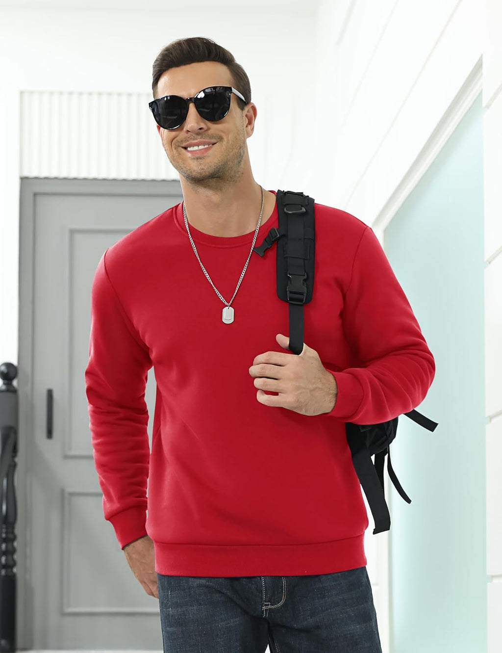 Men's Sherpa Lined Sweatshirt Warm Heavyweight Fleece Pullover