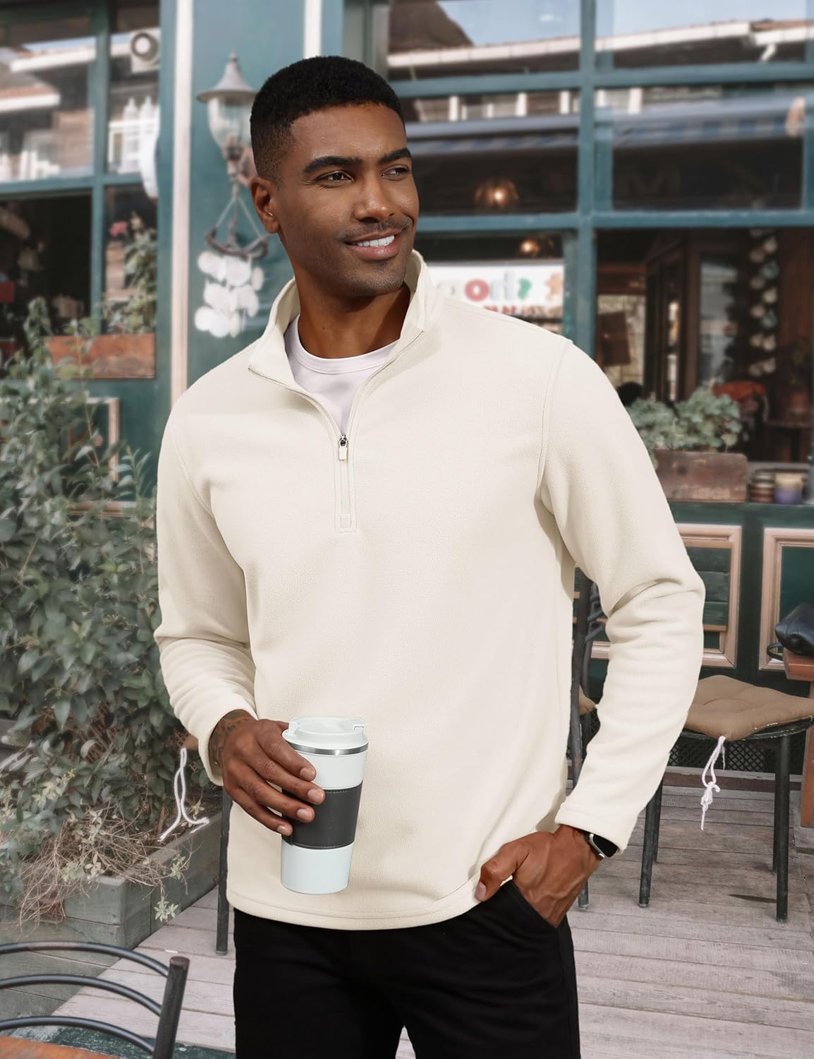 Men's Pullover Workout Fleece 1/4 Zip Uncw Vintage Sweatshirts