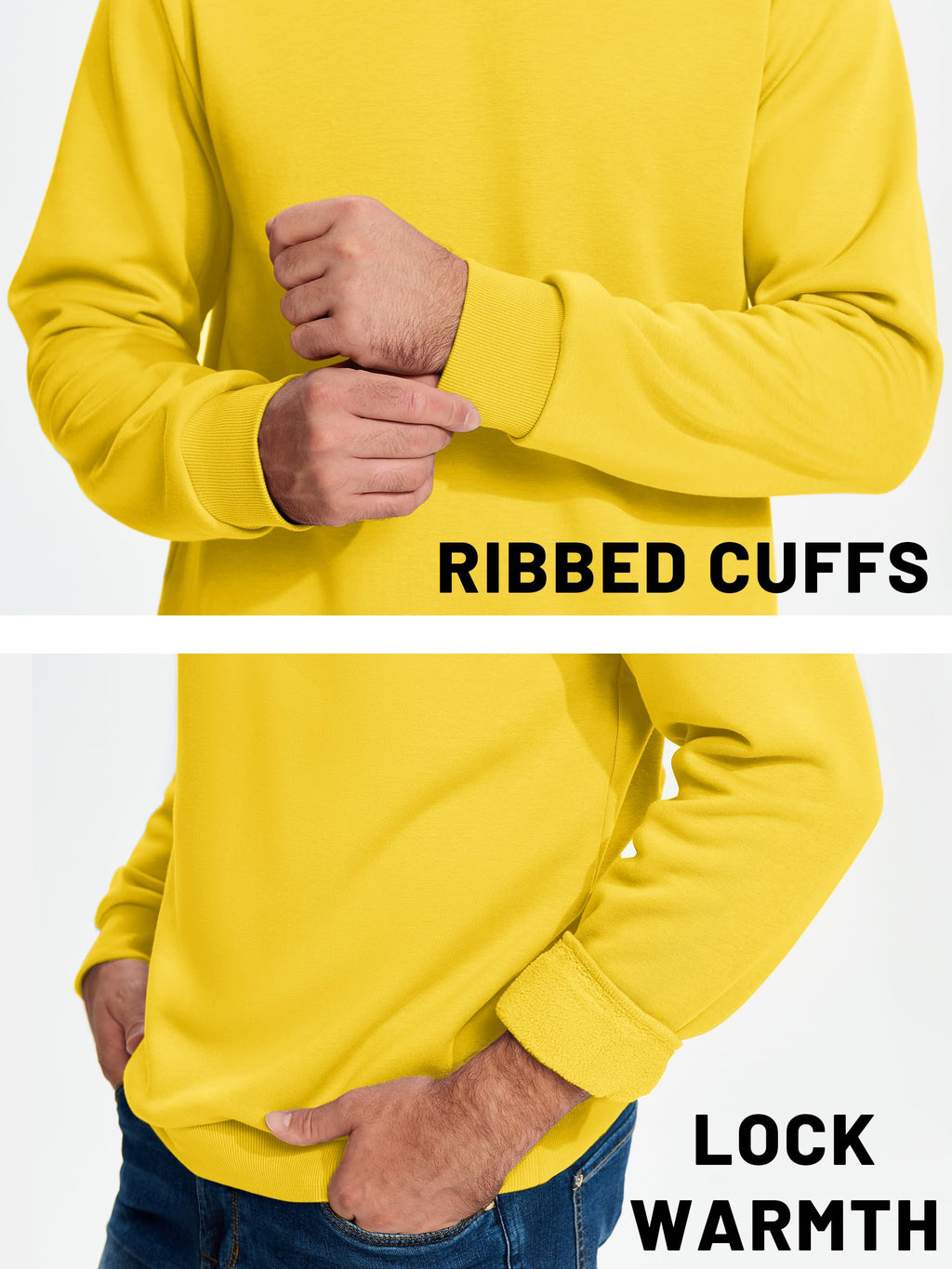 Men's Casual Fleece Lined Pullover Sweatshirts