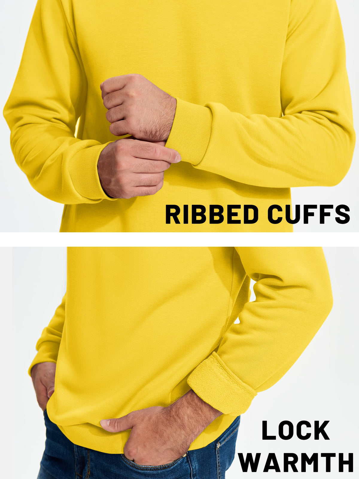 Men's Casual Fleece Lined Pullover Sweatshirts