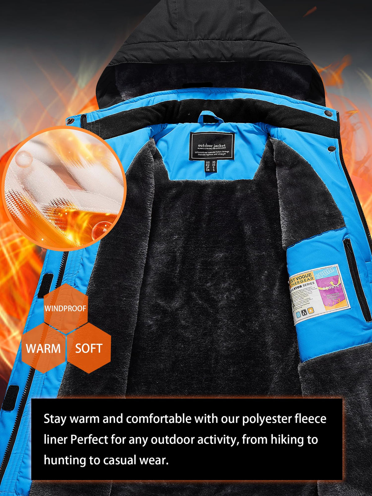 Insulated Fleece Lined Winter Hiking Jacket