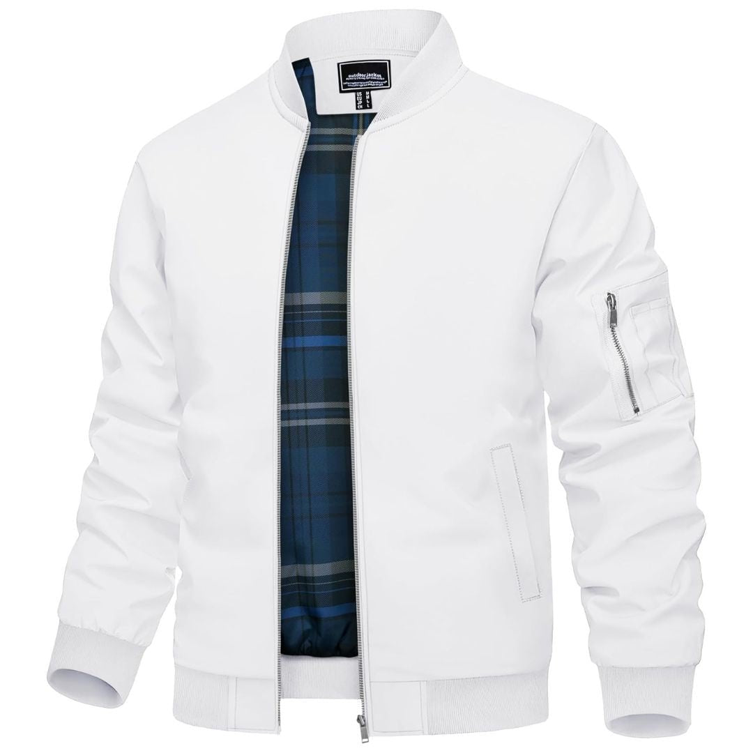 Men's Lightweight Fall Jacket | Bomber Plaid Lined Coat
