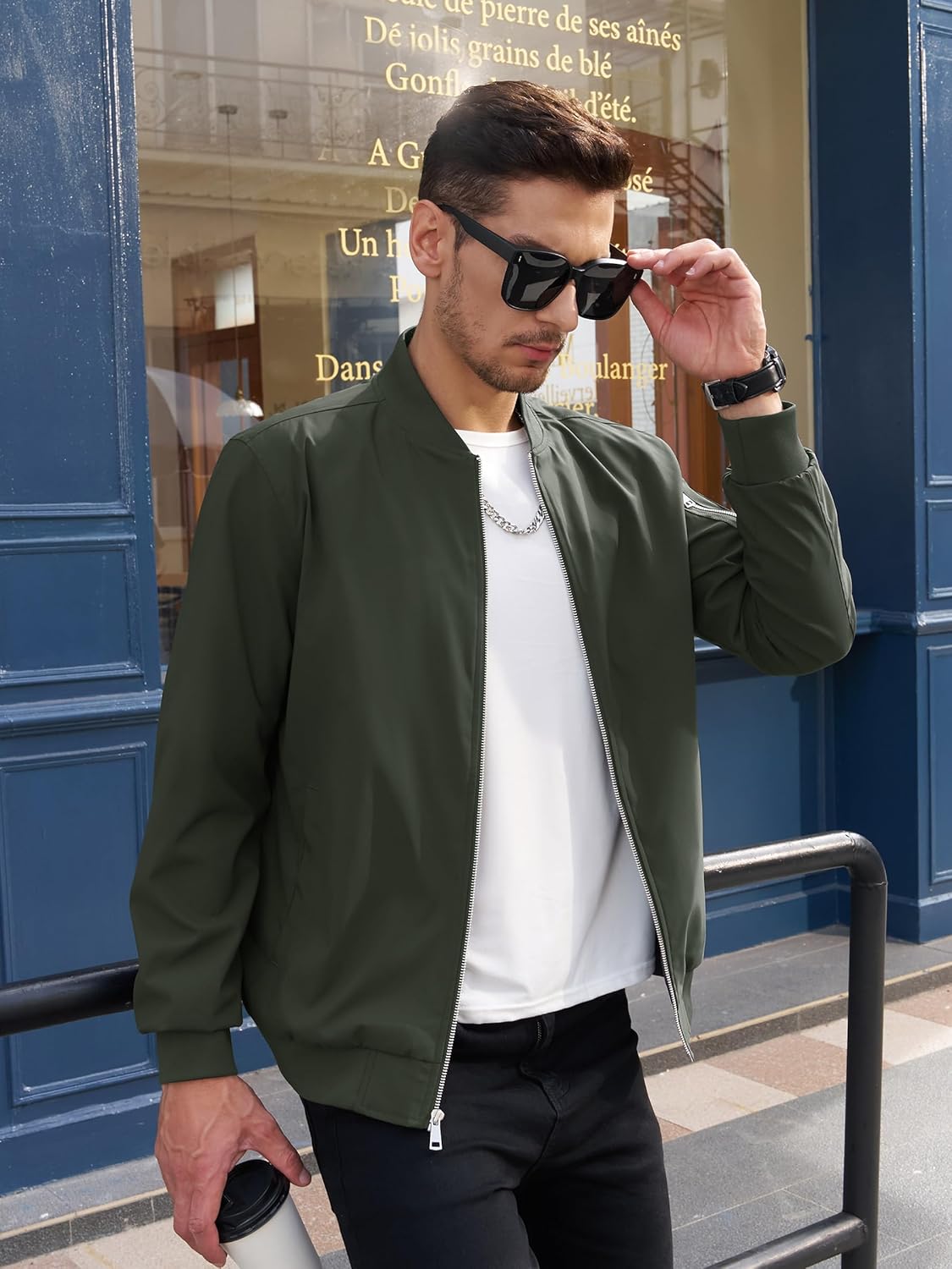 Men's Lightweight Fall Jacket | Bomber Plaid Lined Coat