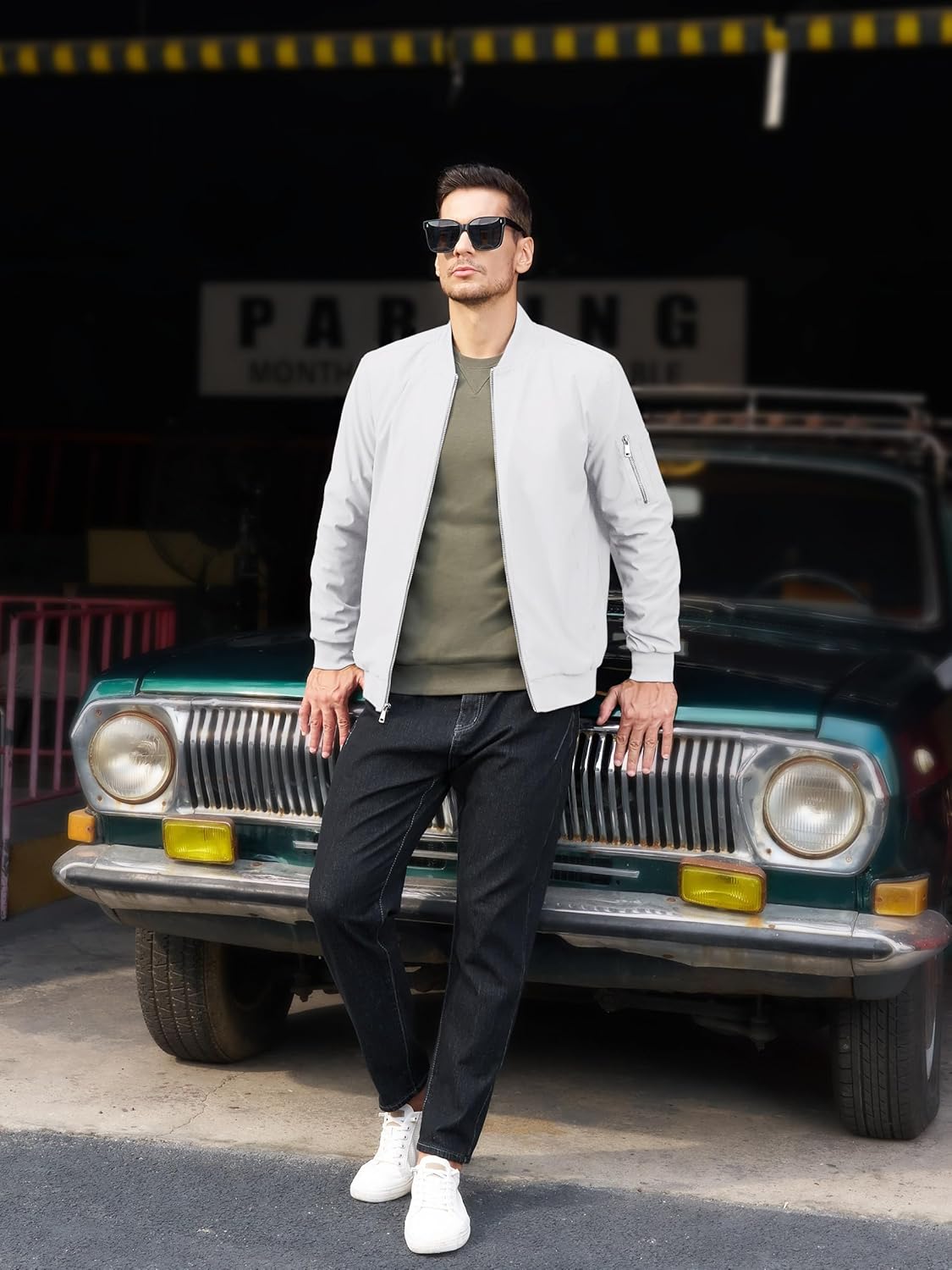 Men's Lightweight Fall Jacket | Bomber Plaid Lined Coat