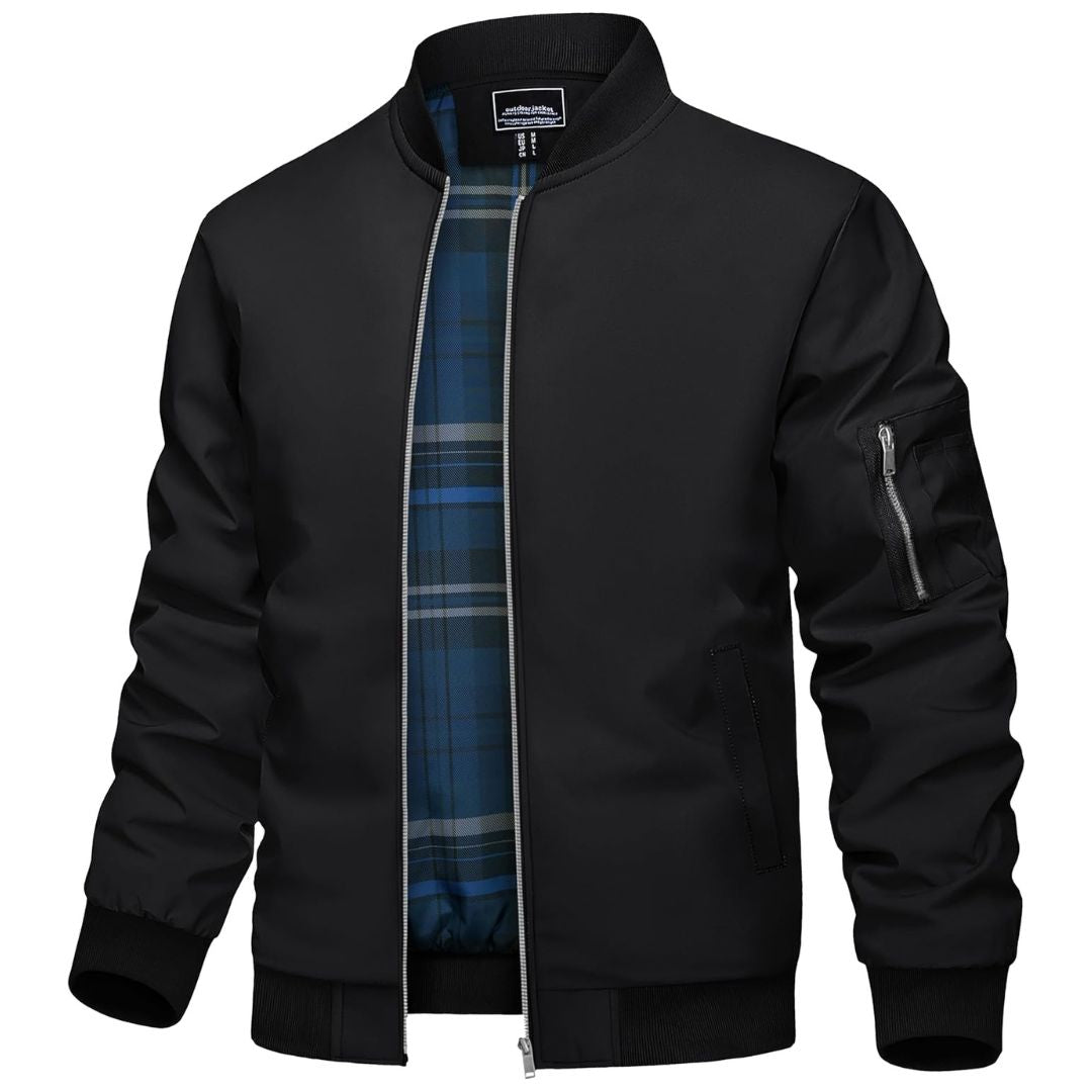 Men's Lightweight Fall Jacket | Bomber Plaid Lined Coat