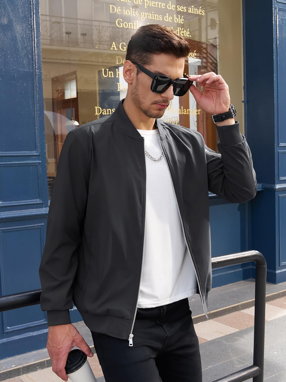 Men's Lightweight Fall Jacket | Bomber Plaid Lined Coat