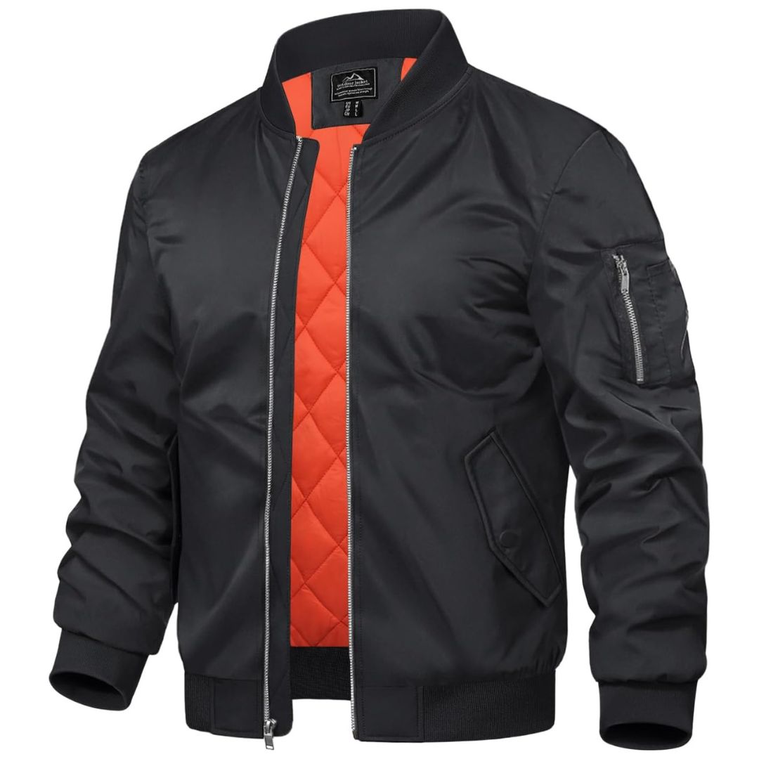 Mens Bomber Jacket Windbreaker Thermal Warm Winter Padded Coats