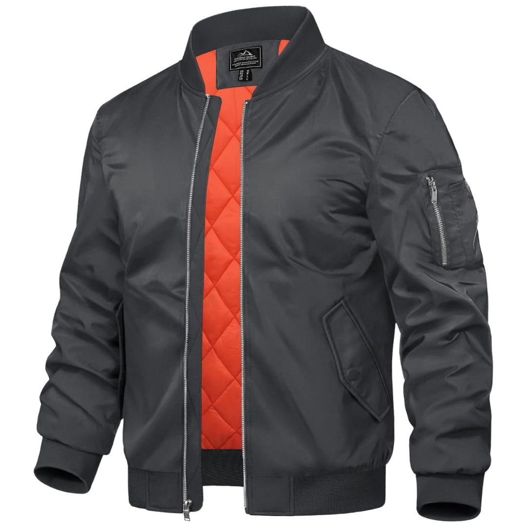 Mens Bomber Jacket Windbreaker Thermal Warm Winter Padded Coats