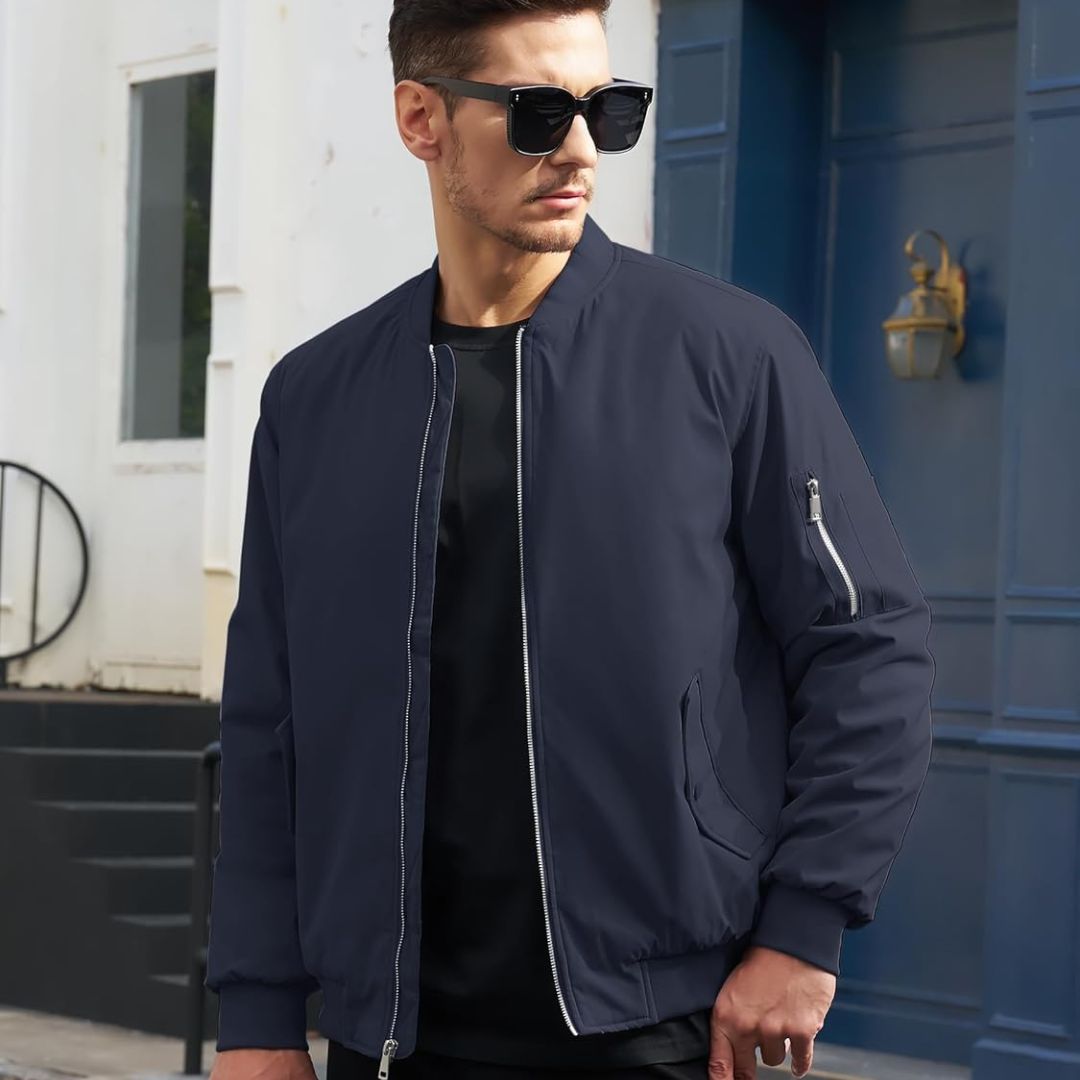 Mens Bomber Jacket Windbreaker Thermal Warm Winter Padded Coats