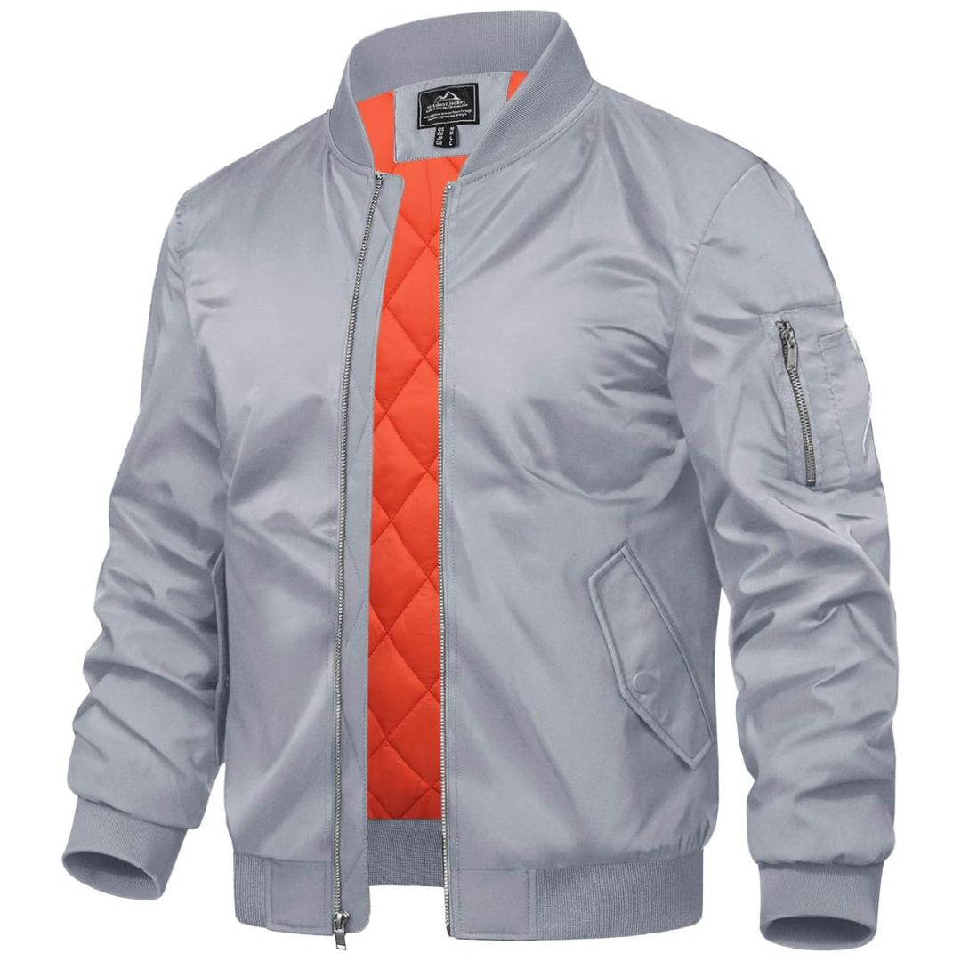 Mens Bomber Jacket Windbreaker Thermal Warm Winter Padded Coats