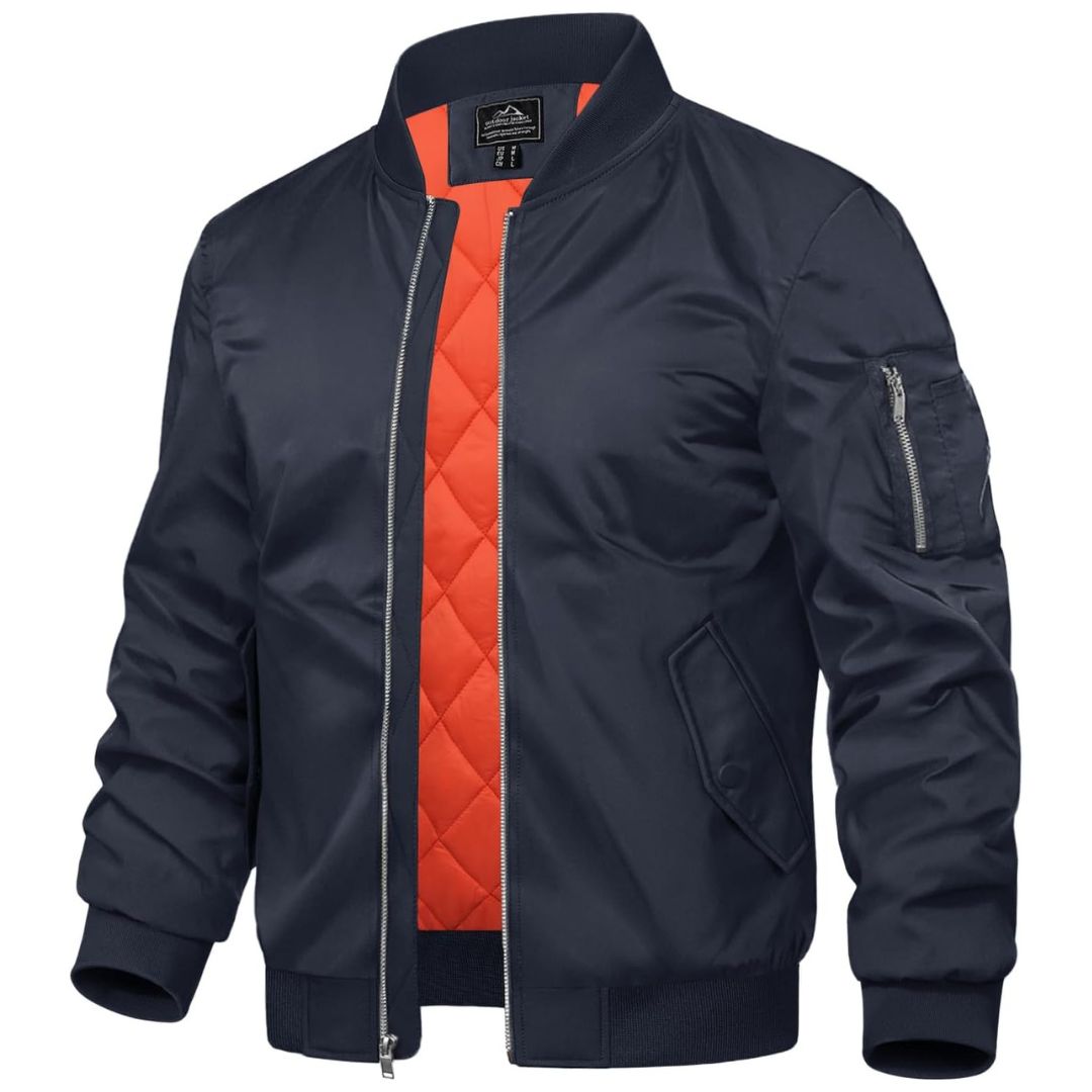 Mens Bomber Jacket Windbreaker Thermal Warm Winter Padded Coats