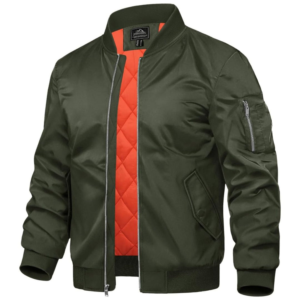 Mens Bomber Jacket Windbreaker Thermal Warm Winter Padded Coats