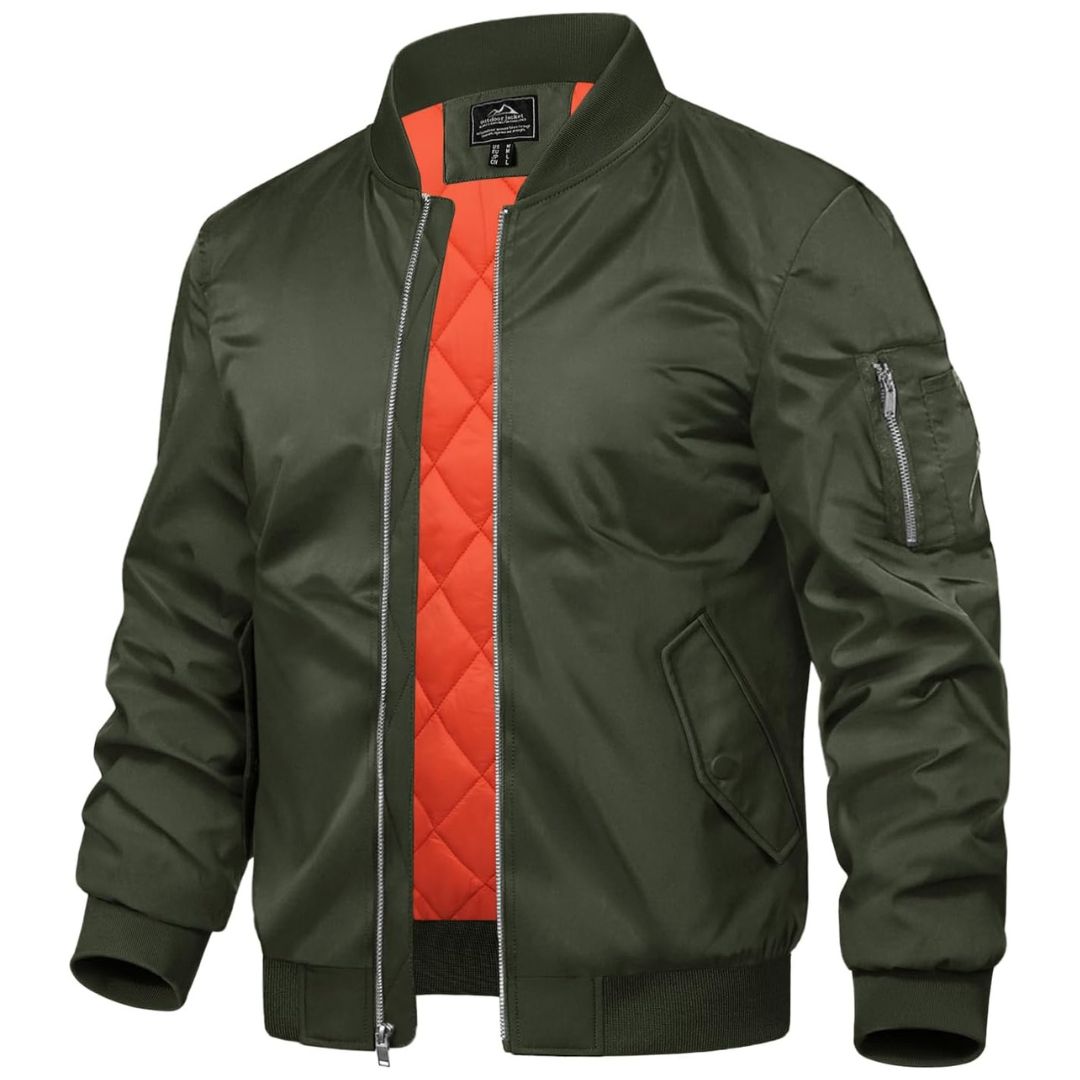 Mens Bomber Jacket Windbreaker Thermal Warm Winter Padded Coats
