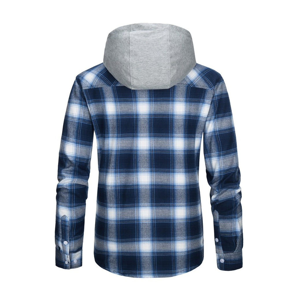 Men's Buffalo Plaid Hooded Casual Shirt Jacket