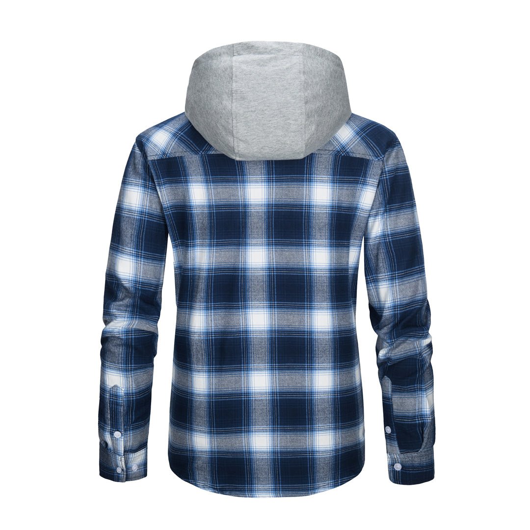 Men's Buffalo Plaid Hooded Casual Shirt Jacket