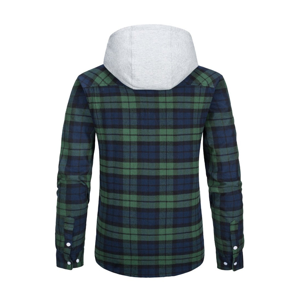 Men's Buffalo Plaid Hooded Casual Shirt Jacket