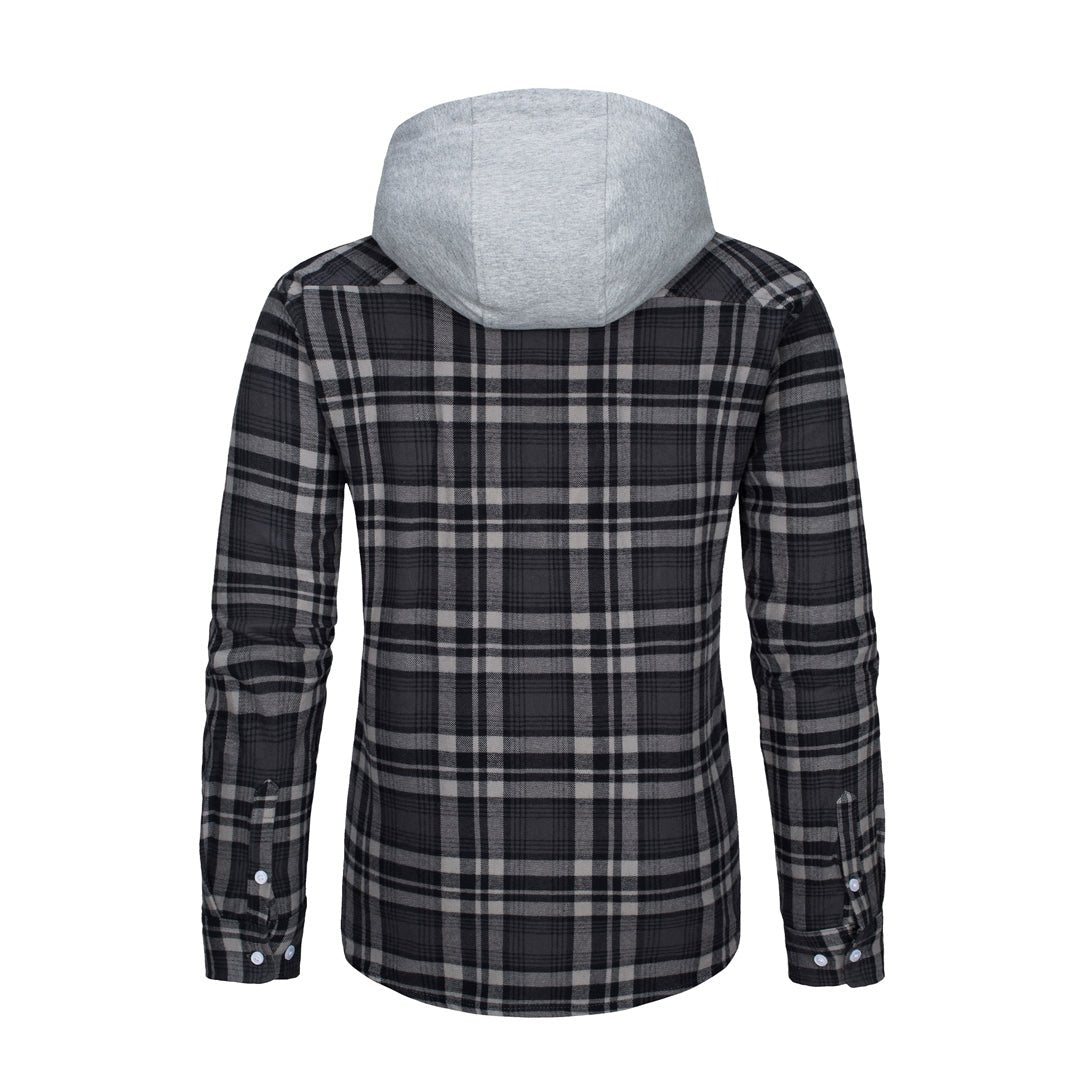 Men's Buffalo Plaid Hooded Casual Shirt Jacket