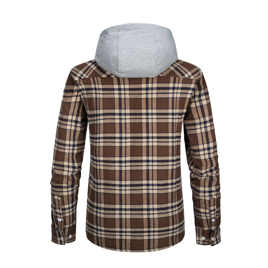 Men's Buffalo Plaid Hooded Casual Shirt Jacket
