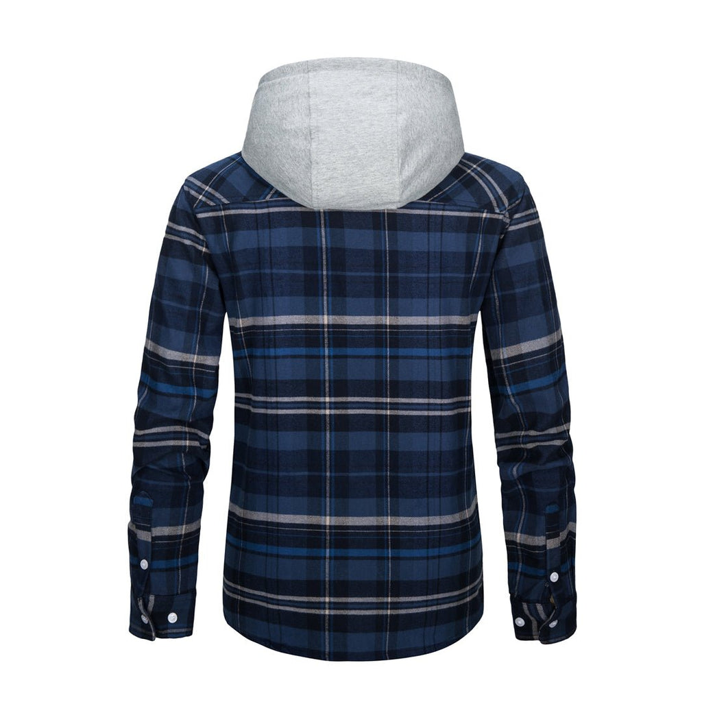Men's Buffalo Plaid Hooded Casual Shirt Jacket