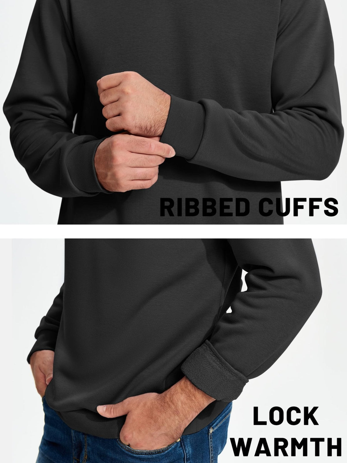 Men's Casual Fleece Lined Pullover Sweatshirts