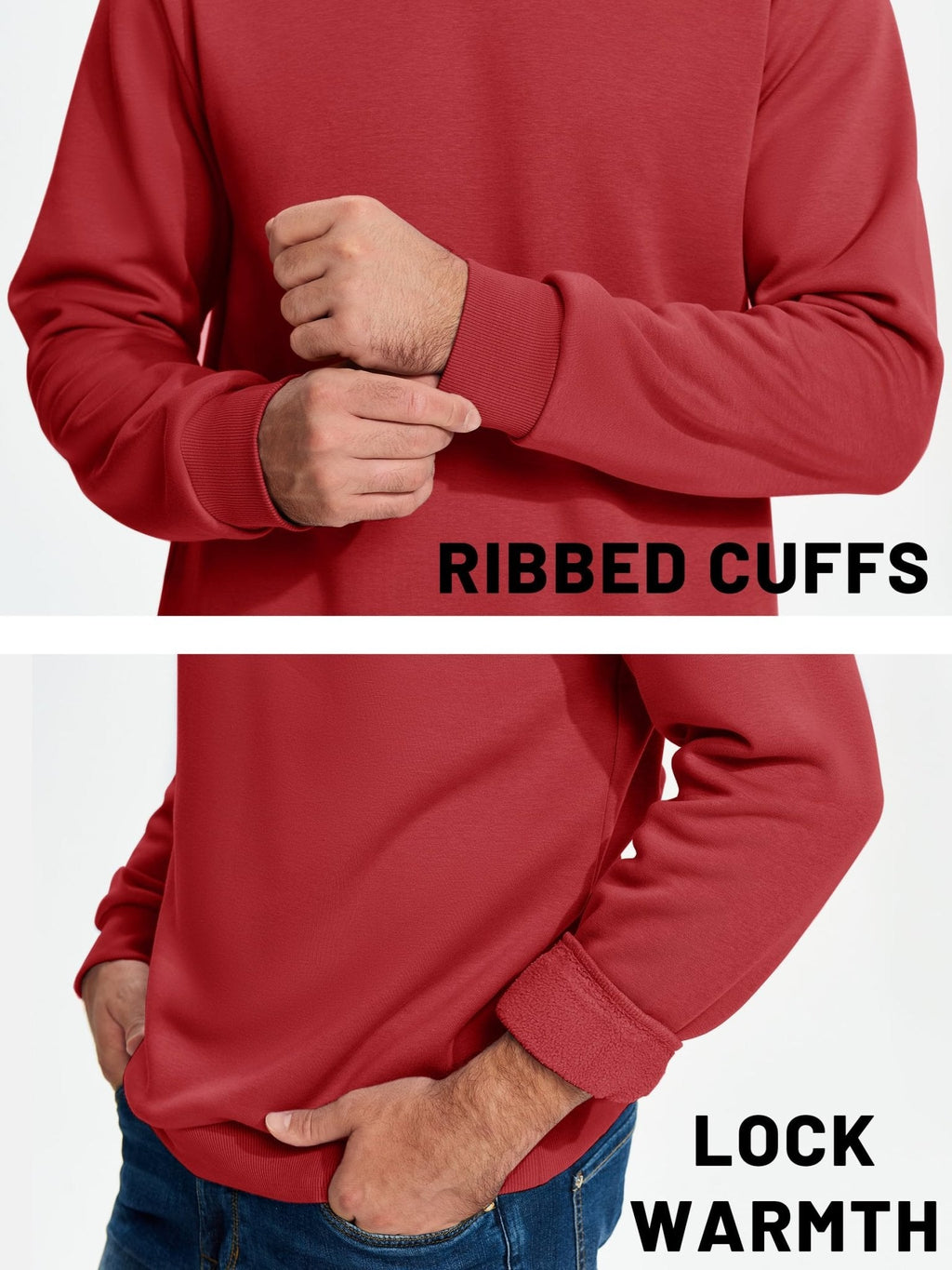 Men's Casual Fleece Lined Pullover Sweatshirts