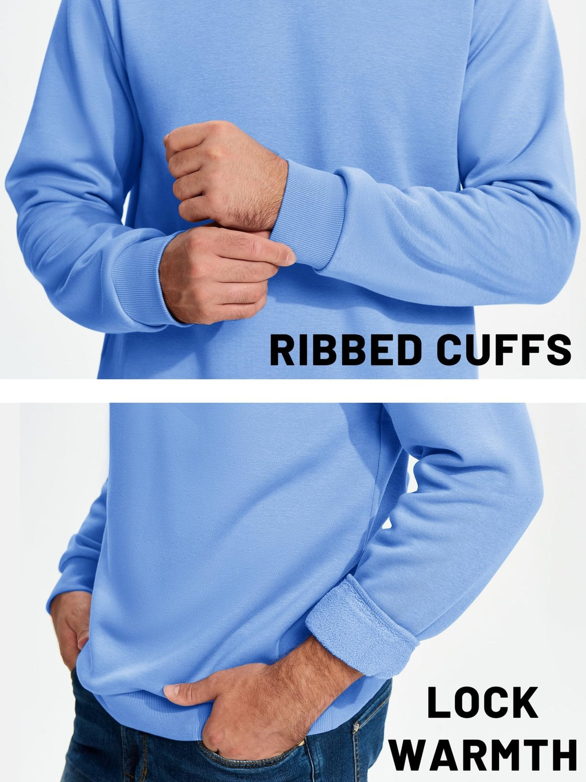 Men's Casual Fleece Lined Pullover Sweatshirts