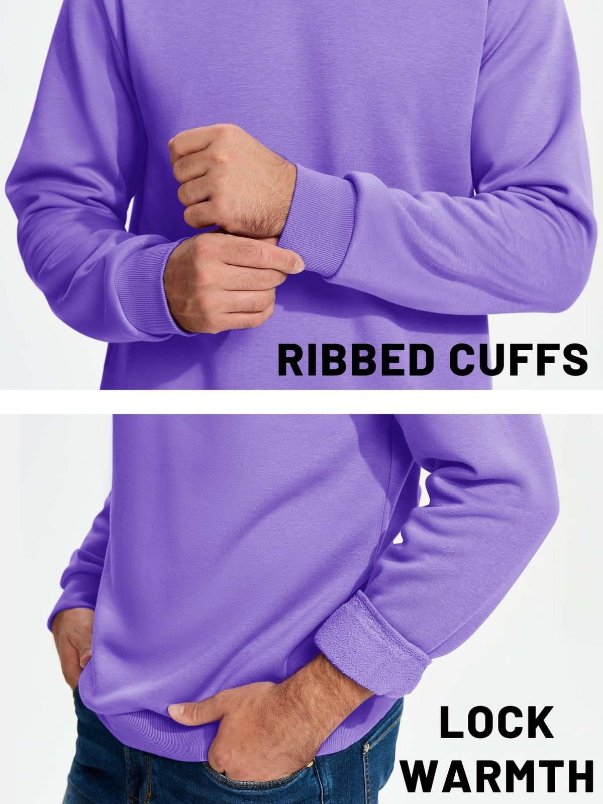Men's Casual Fleece Lined Pullover Sweatshirts