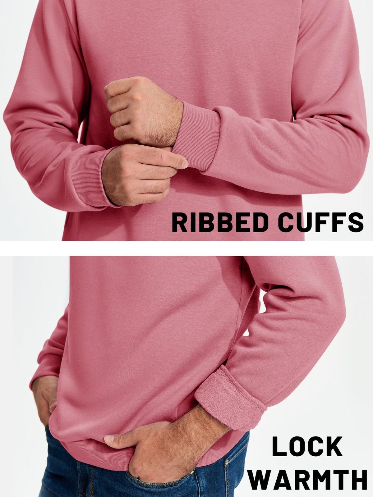 Men's Casual Fleece Lined Pullover Sweatshirts