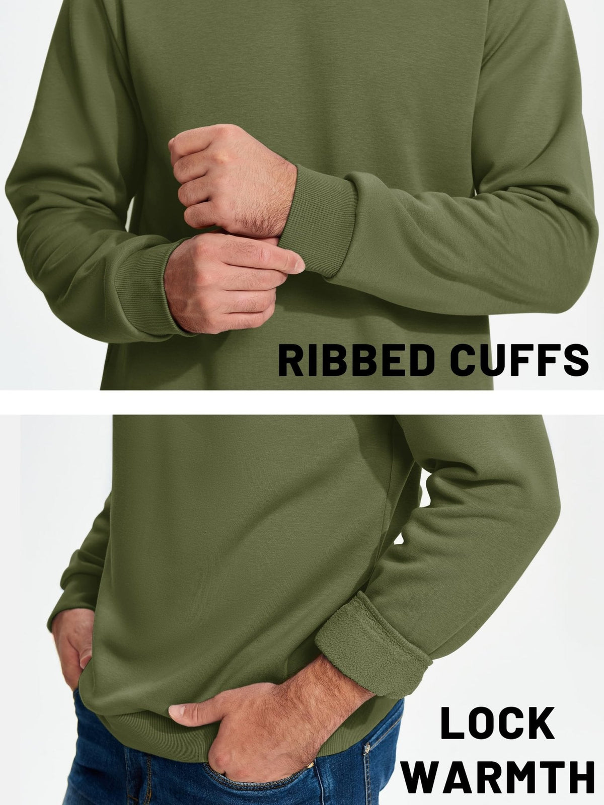 Men's Casual Fleece Lined Pullover Sweatshirts
