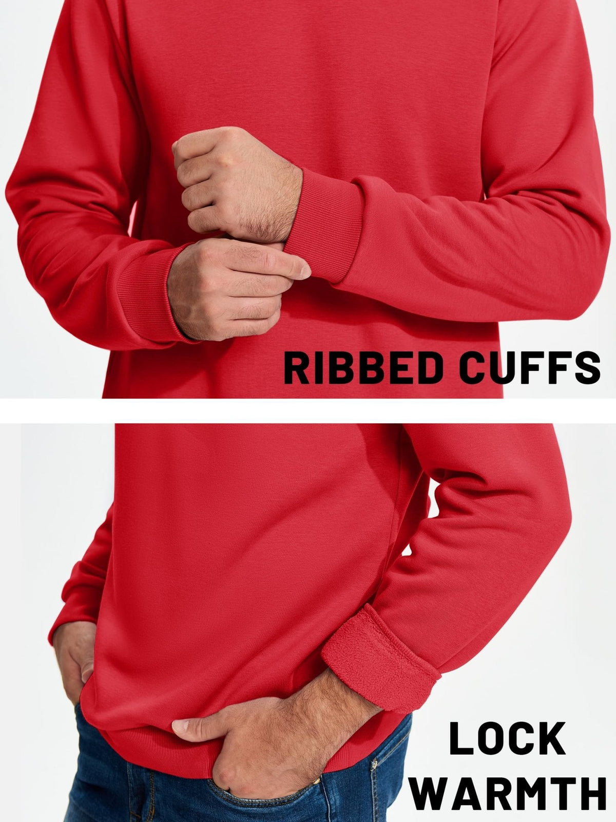 Men's Casual Fleece Lined Pullover Sweatshirts
