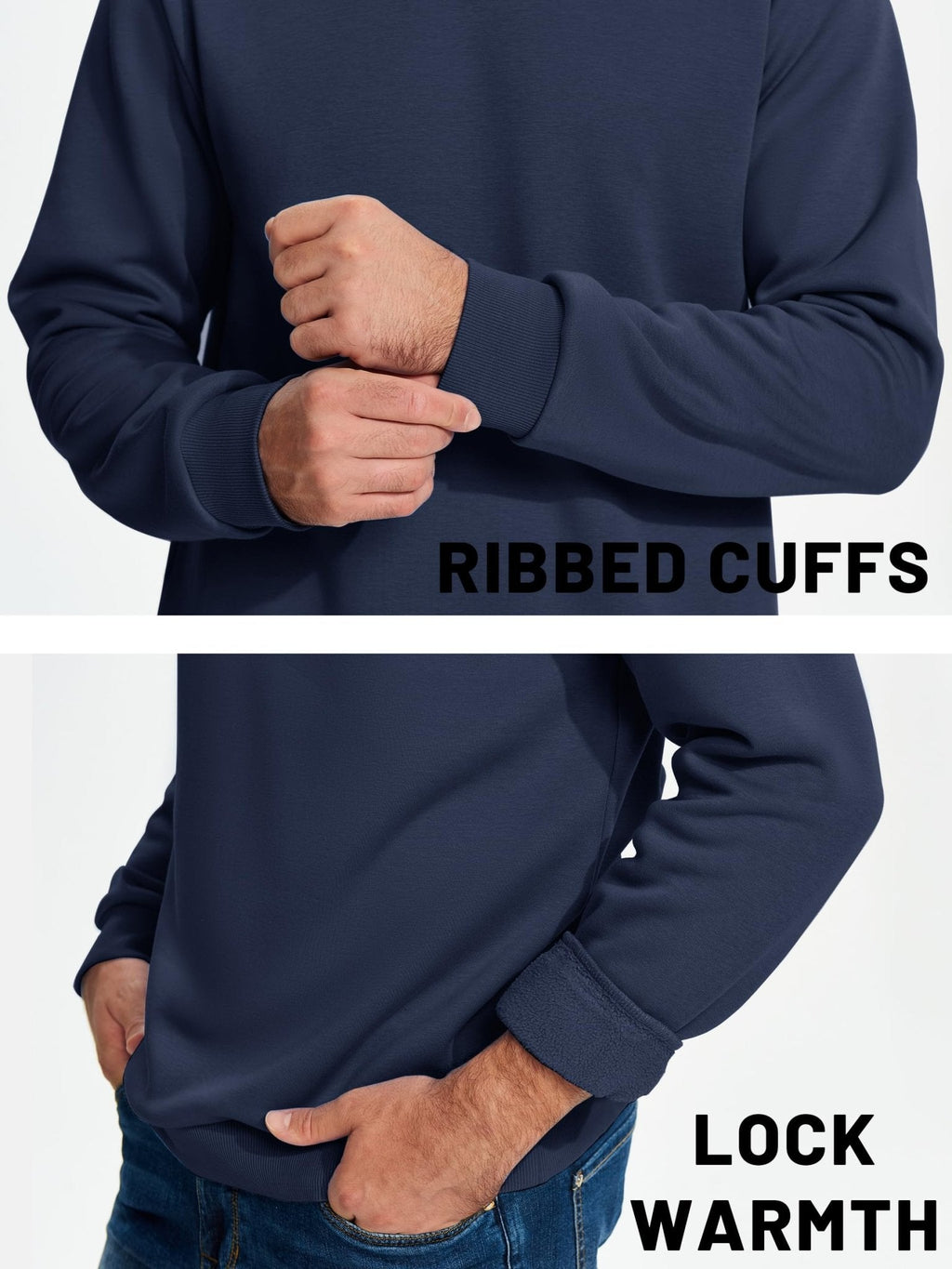 Men's Casual Fleece Lined Pullover Sweatshirts