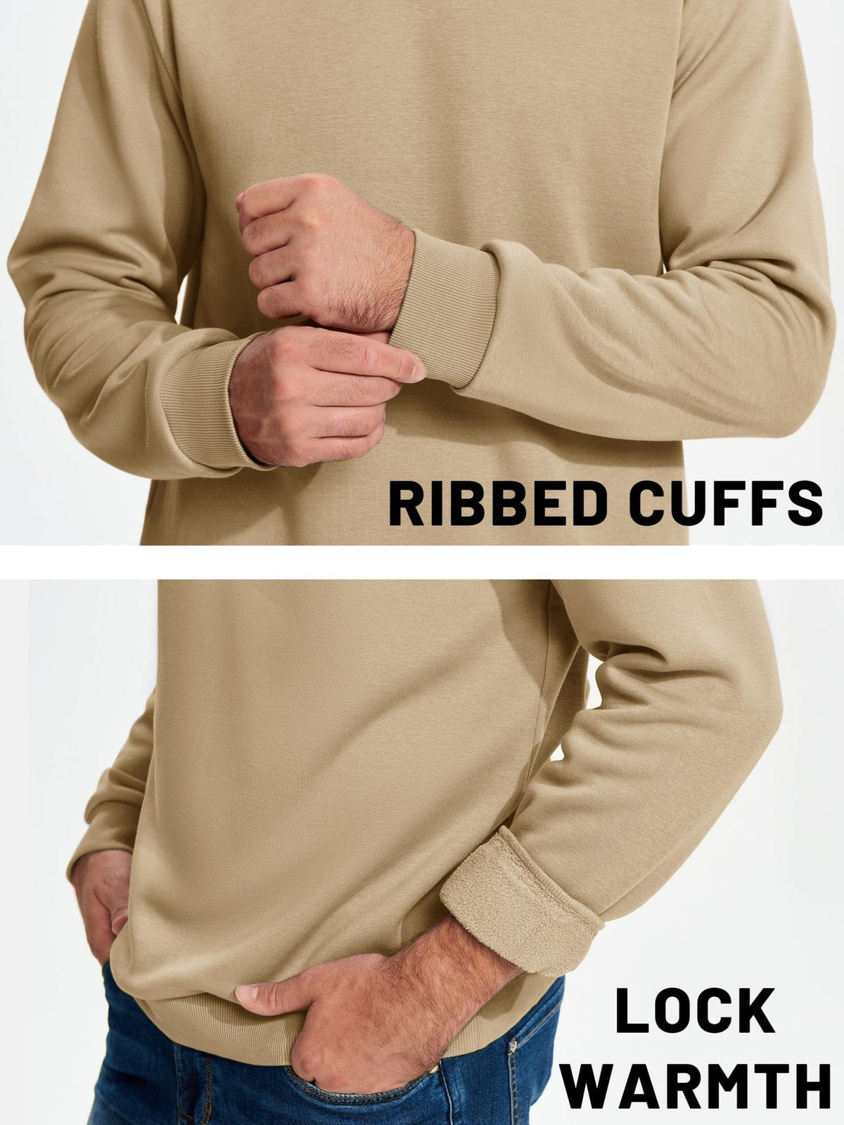 Men's Casual Fleece Lined Pullover Sweatshirts