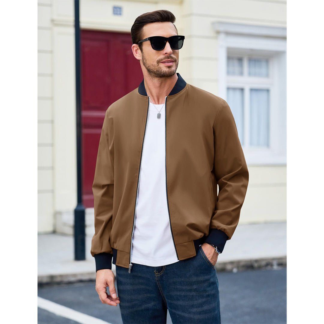 Men's Casual Lightweight Bomber Jacket - Slim Fit Coat