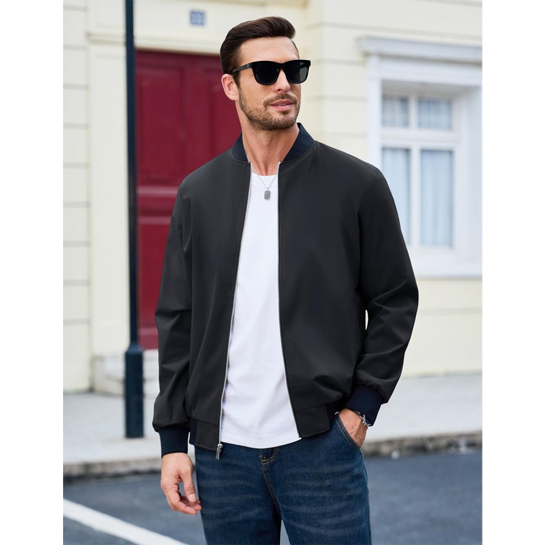 Men's Casual Lightweight Bomber Jacket - Slim Fit Coat